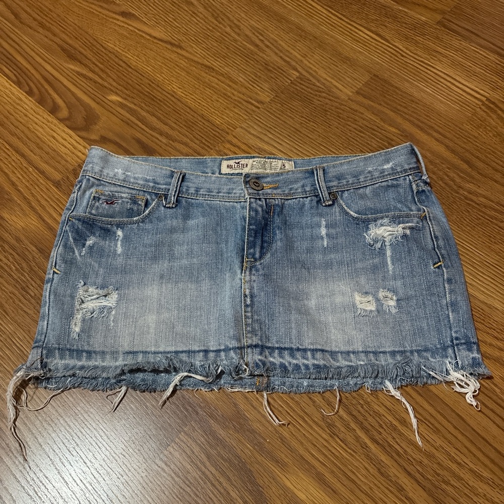 Hollister Blue Distressed Mini Skirt